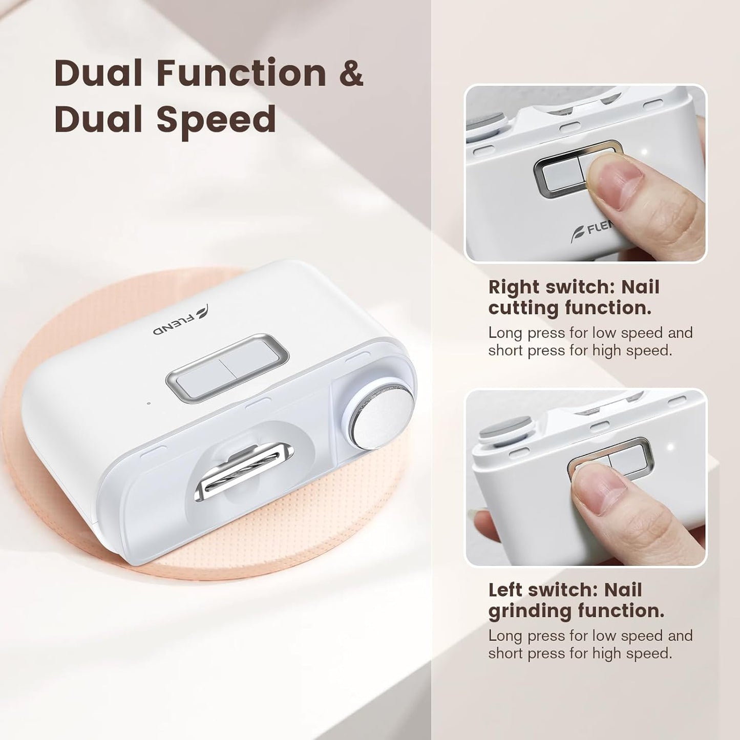 Automatic Nail Clipper with Light & 2 Speeds,Fingernail Cutter and File 2 in 1 Design