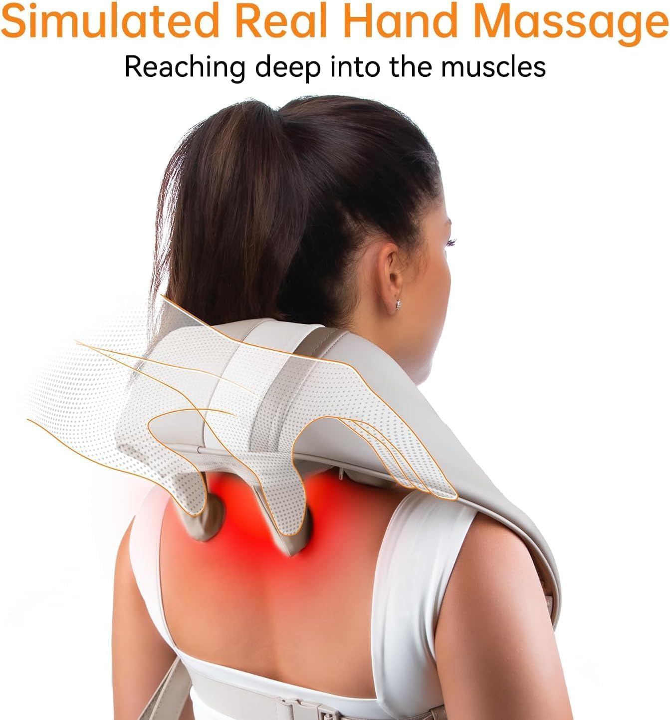 Neck Massager with Heat, Neck and Shoulder Massager - Deep Tissue Kneading Massage Pillow for Back, Legs and Waist Muscle Pain Relief - Home, Office & Car Use