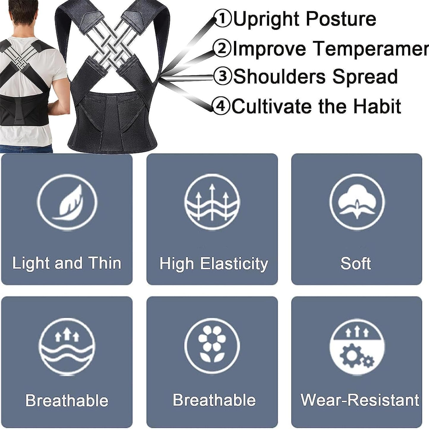Back Brace Posture Corrector for Women and Men with Spine Vertical Alignment System, Lower Back Pain Relief, Back Straighter Instant Posture Corrector - Scoliosis