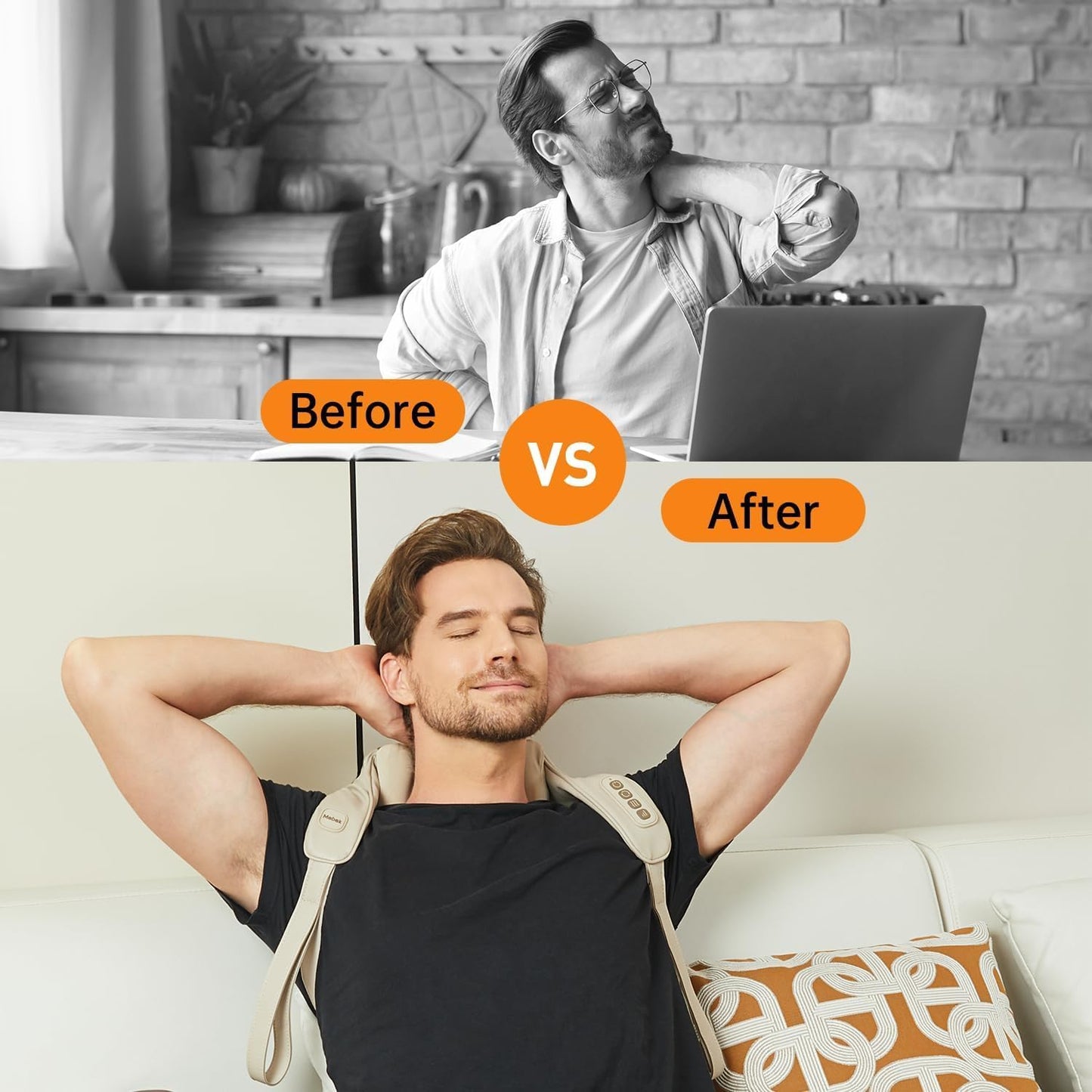 Neck Massager with Heat, Neck and Shoulder Massager - Deep Tissue Kneading Massage Pillow for Back, Legs and Waist Muscle Pain Relief - Home, Office & Car Use