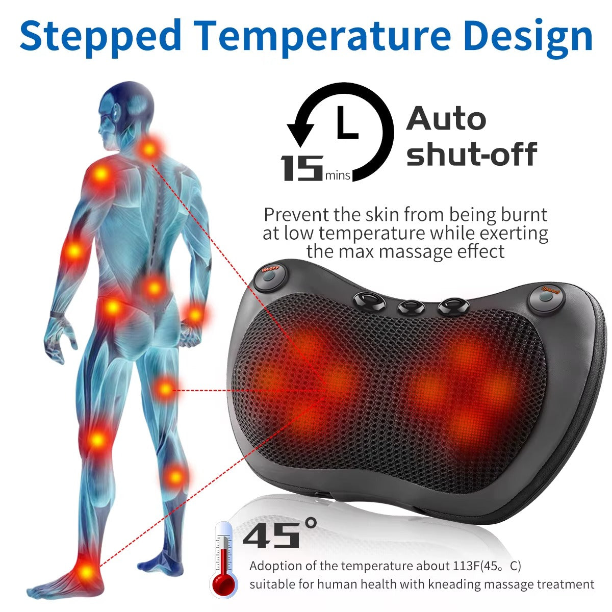 Back Massager with Heat, Shiatsu Back and Neck Massager with Deep Tissue Kneading, Electric Back Massage Pillow for Back, Neck, Shoulders, Legs, Foot, Body Muscle Pain Relief, Use at Home, Car, Office