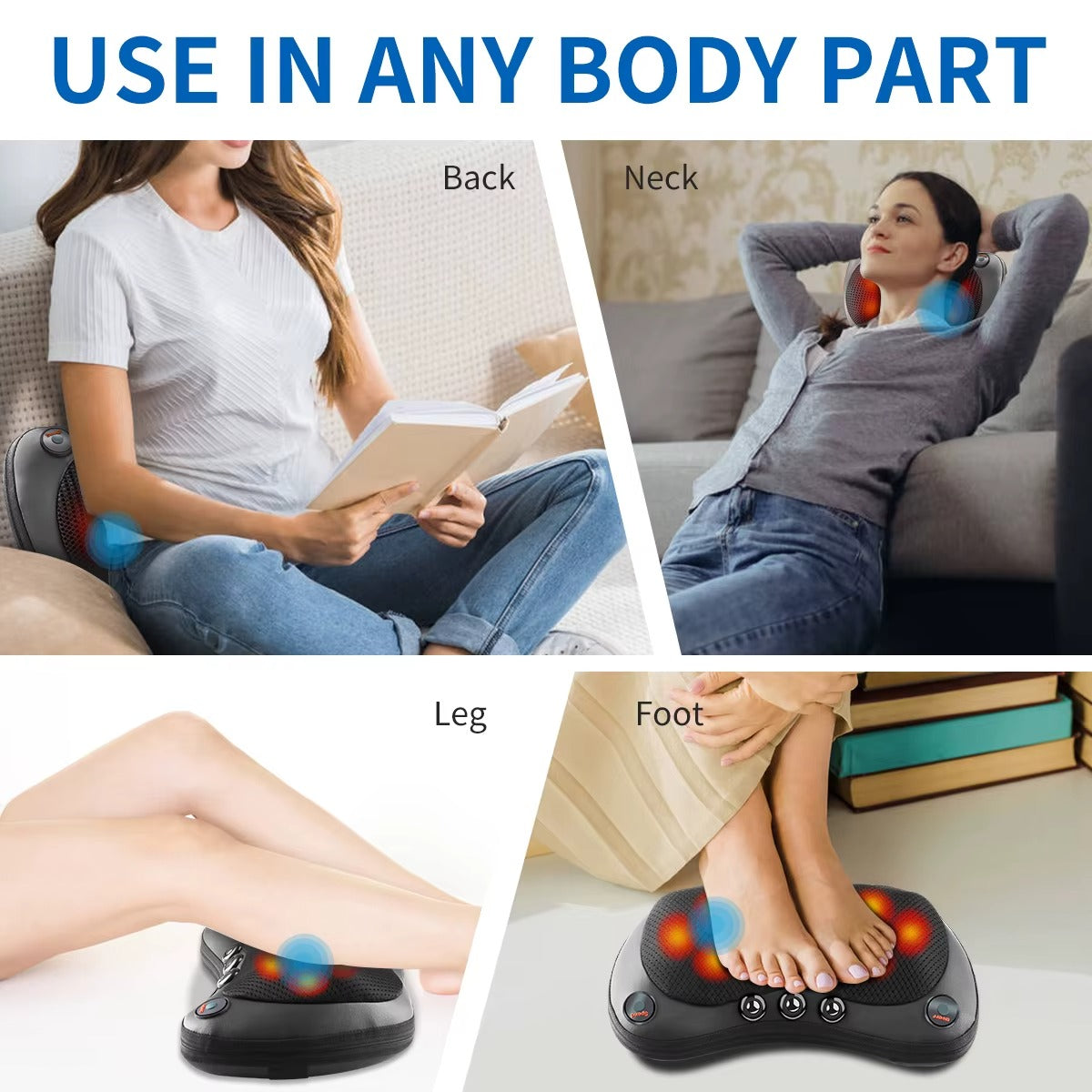 Back Massager with Heat, Shiatsu Back and Neck Massager with Deep Tissue Kneading, Electric Back Massage Pillow for Back, Neck, Shoulders, Legs, Foot, Body Muscle Pain Relief, Use at Home, Car, Office