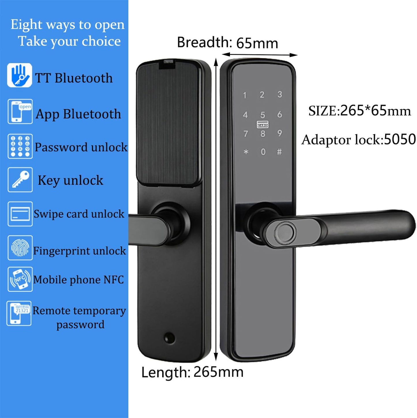 Seocsing Smart Door Lock Fingerprint 5 in 1 Keyless Entry Bluetooth Lock Keypad Door lock