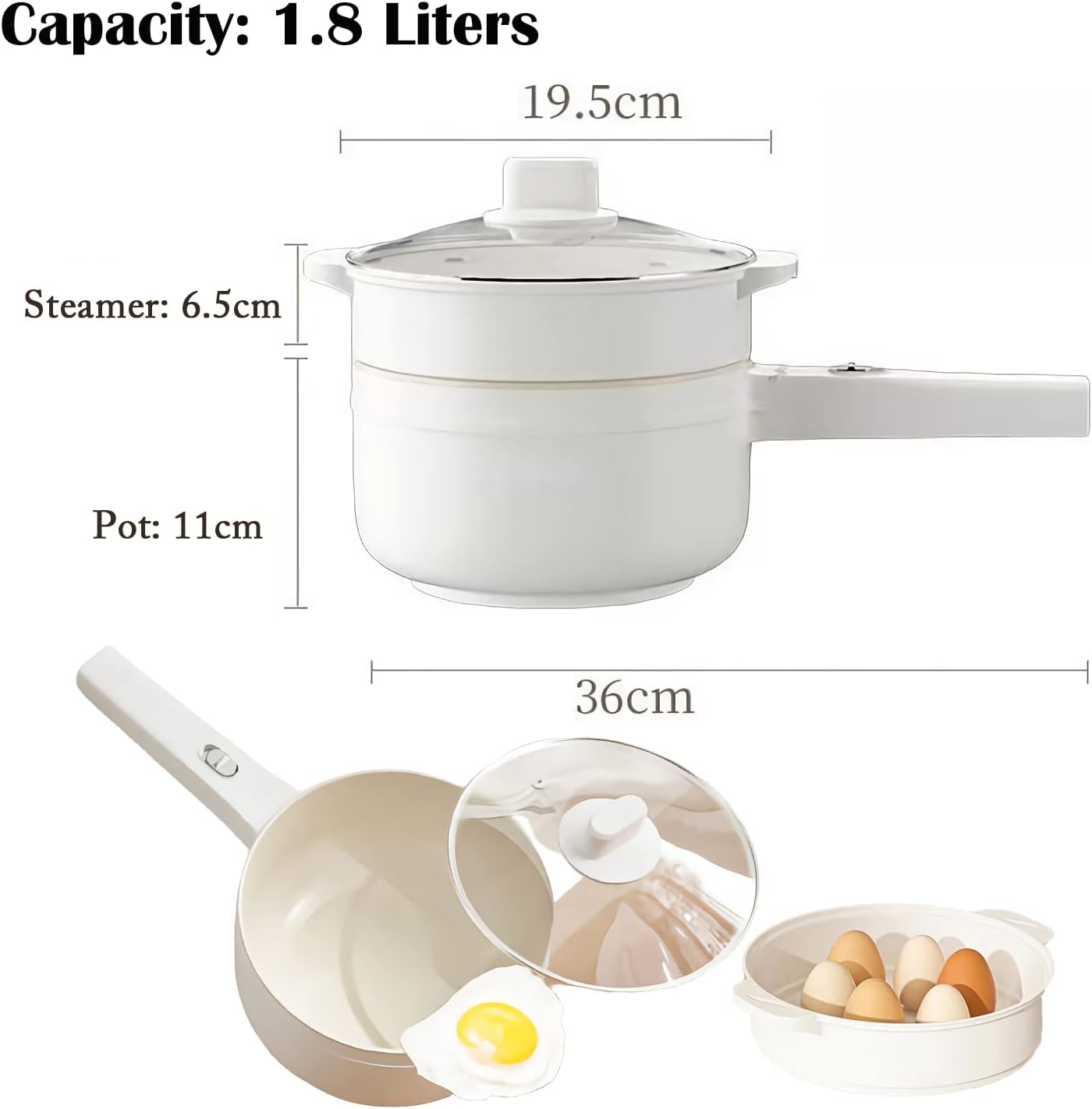 Electric Hot Pot with Steamer & Temperature Control - Non-Stick Electric Cooker