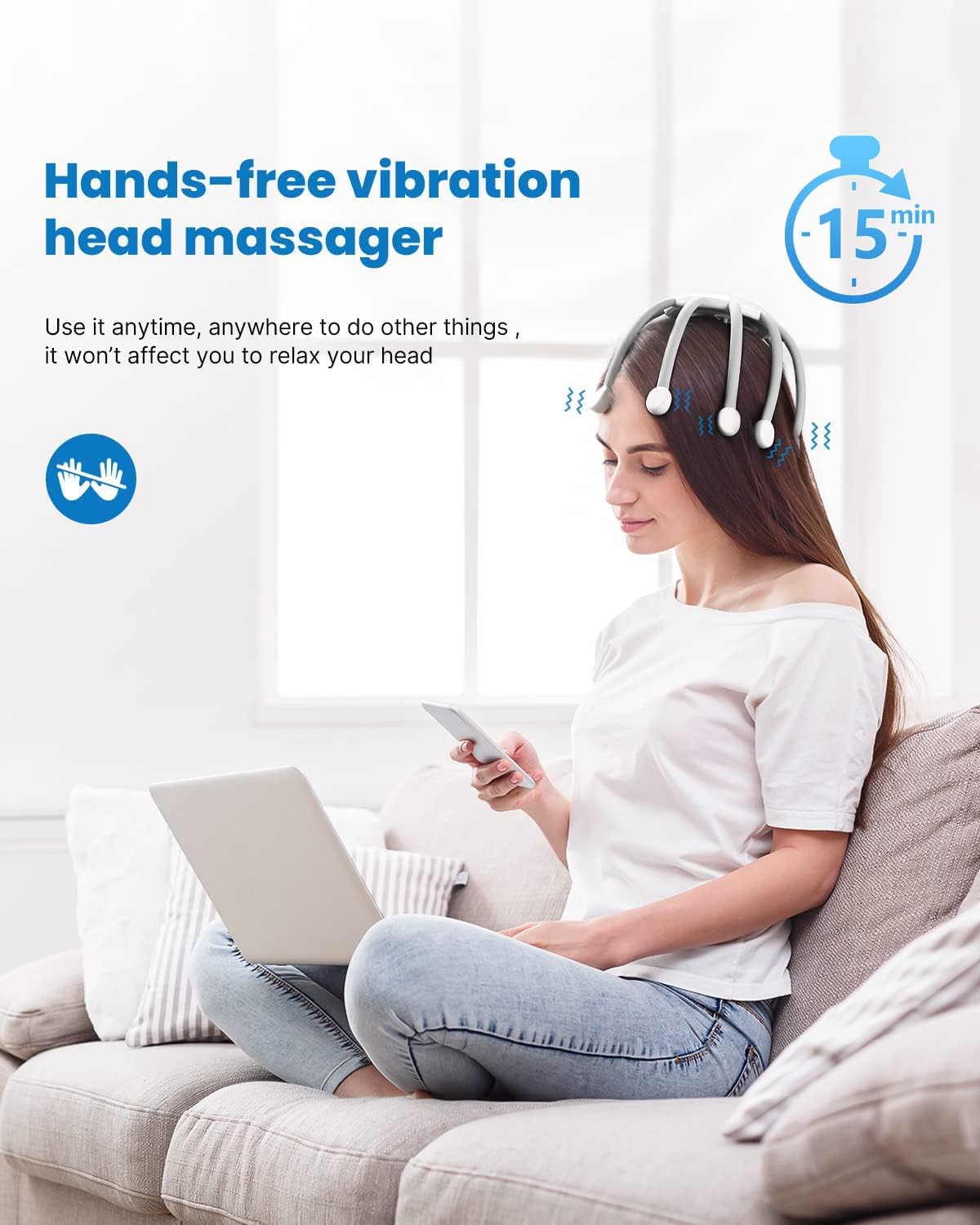 NP Smart Hand-Free Electric Head Massager with 4 Modes