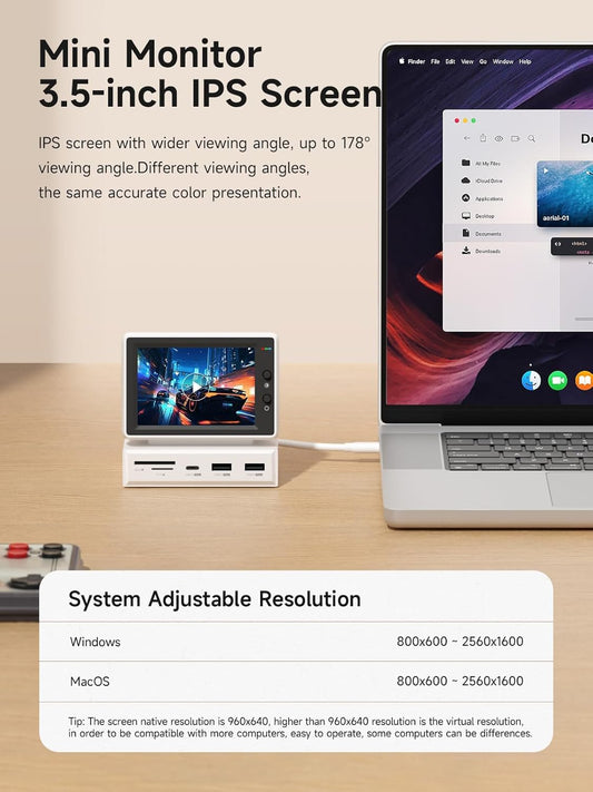 3.5-inch USB Mini Screen (960x640) IPS Display Hub USB-C HDMI Monitor