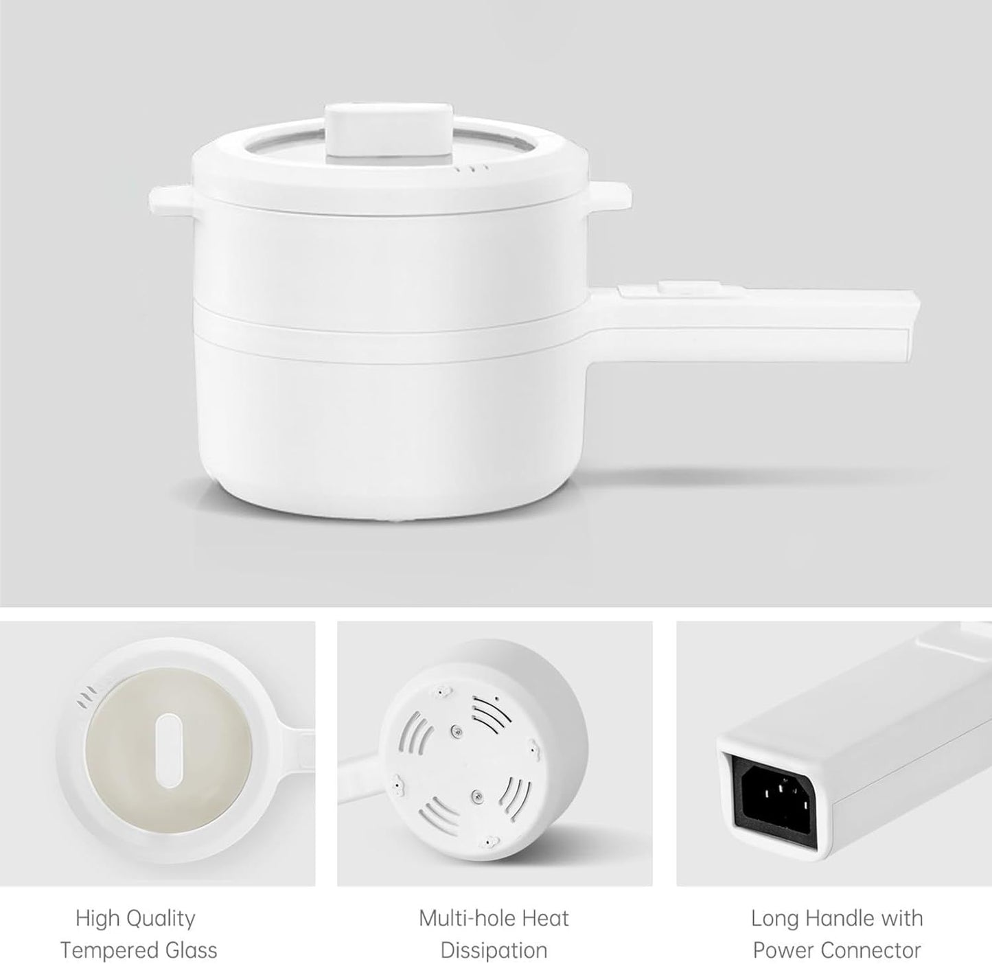 Electric Hot Pot with Steamer & Temperature Control - Non-Stick Electric Cooker
