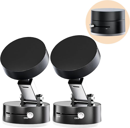 Vacuum Magnetic Phone Holder for Car, 2 Pack Suction Stand Mount for Mobile Phones, Powerful Suction Cup for Car, Windshield, Dashboard, Gym, Mirror, or Smooth Surface, for iPhone & Samsung, (Black)
