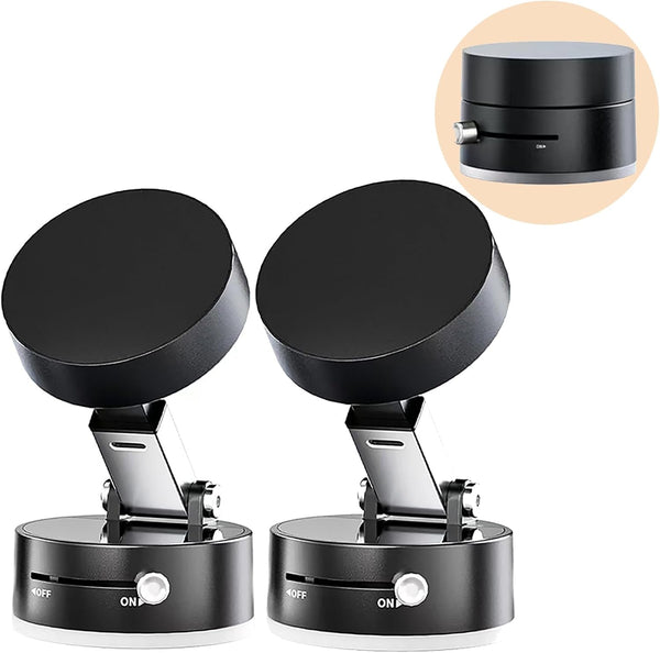Vacuum Magnetic Phone Holder for Car, 2 Pack Suction Stand Mount for Mobile Phones, Powerful Suction Cup for Car, Windshield, Dashboard, Gym, Mirror, or Smooth Surface, for iPhone & Samsung, (Black)